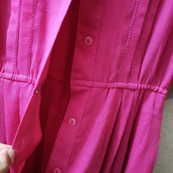 Vintage lese M. Maxi Length Dress 12 Hot Pink 80s Barbie Core Buttons Clean USA - Picture 5 of 10